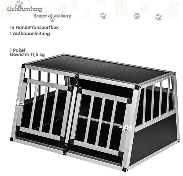 Hliníková prepravná klietka pre psov 89 × 69 × 50 cm, 12 kg