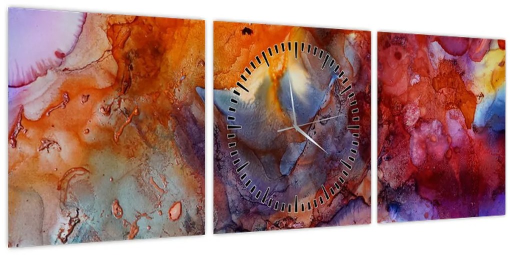 Obraz - Abstraktné atramentové umenie (s hodinami) (90x30 cm)