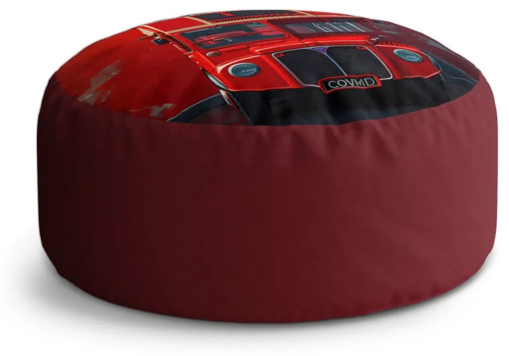 Sablio Taburet Circle Červený poschodový autobus Vlajka: 38x48 cm