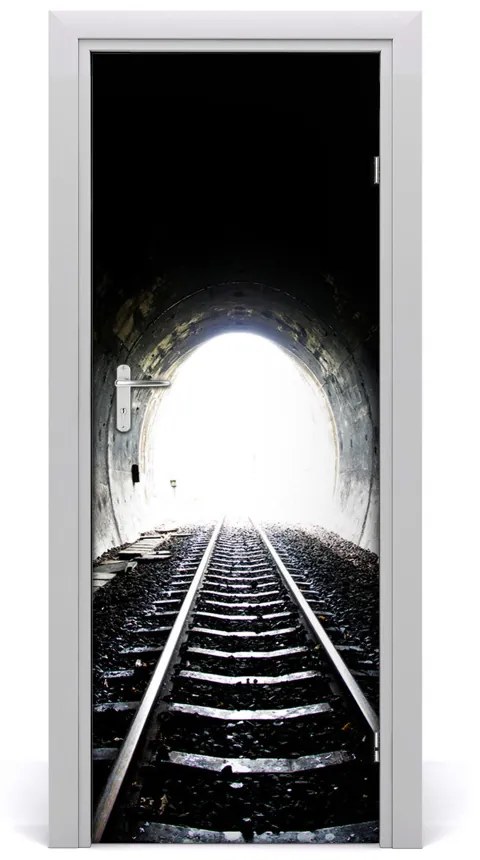 Fototapeta samolepiace dvere koľaje tunel 95x205 cm