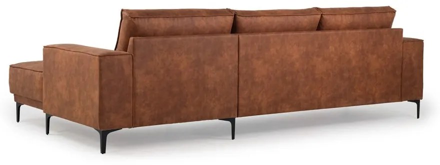 Koňakovohnedá rohová pohovka z imitácie kože (pravý roh) Copenhagen – Scandic