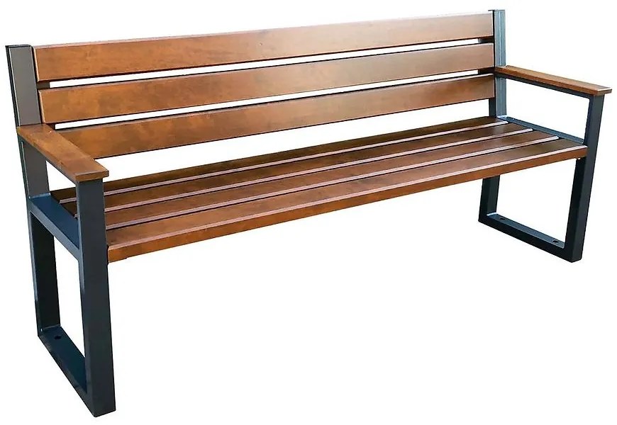 Moderná lavica s operadlom a opierkami orech