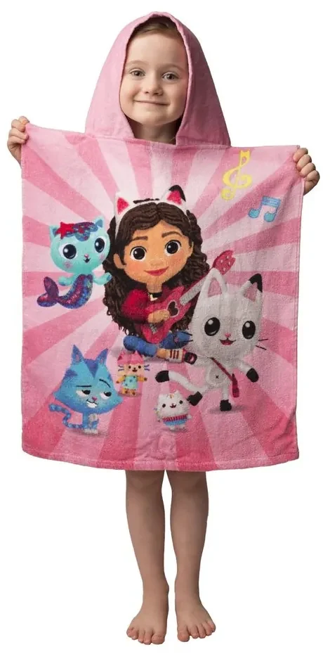 Jerry Fabrics Detské pončo-osuška - Ariel - růžová