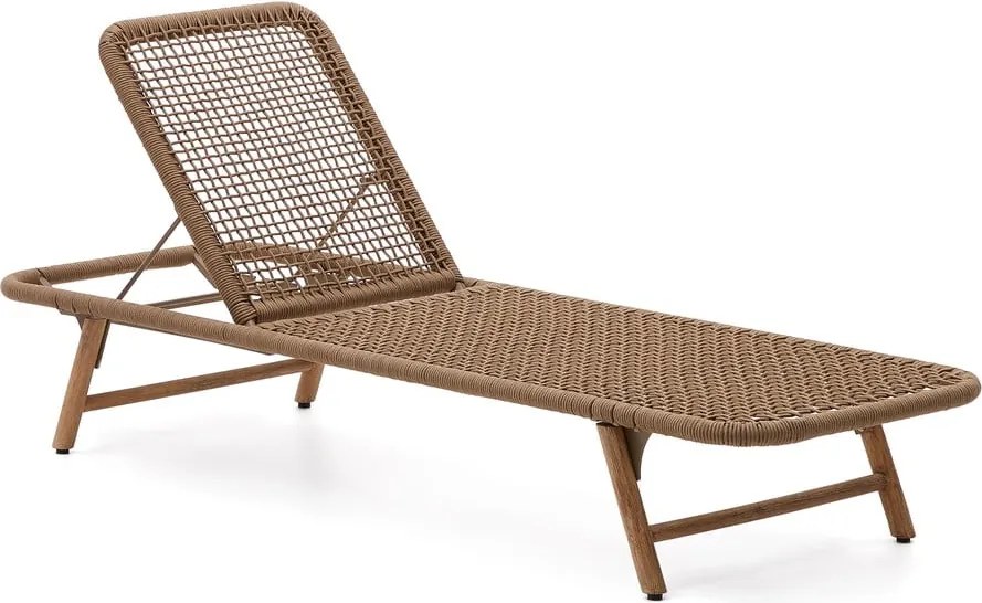 Hnedé drevené/kovové záhradné ležadlo Dandara – Kave Home