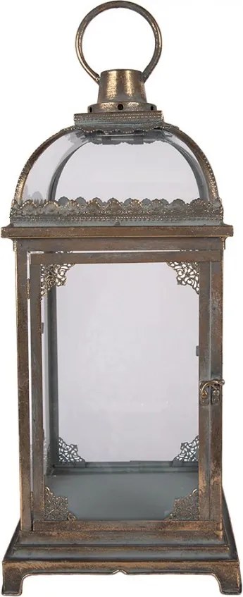 Bronzová antik kovová lampáš s čipkou Billia - 20*20*48 cm