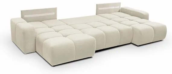 Rozkladacia čalúnená sedacia súprava do U ALMADA s úložným priestorom, béžová