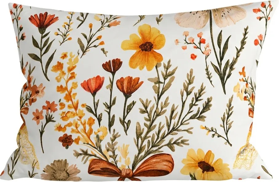 Obliečka na vankúš z mikrovlákna FLORAL RIBBON 50x70 cm, krémová