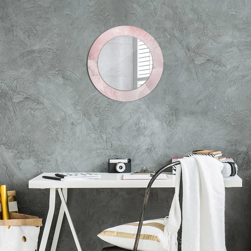 Okrúhle ozdobné zrkadlo na stenu Ružový kameň fi 50 cm