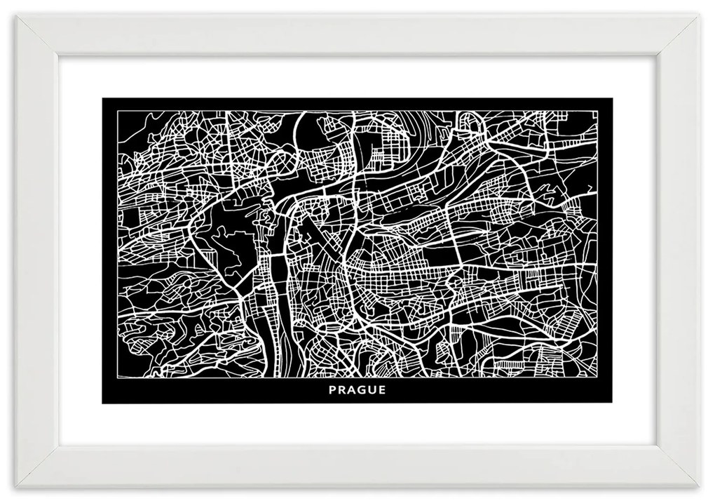 Gario Plagát City plan Prague Farba rámu: Bez rámu, Rozmery: 90 x 60 cm