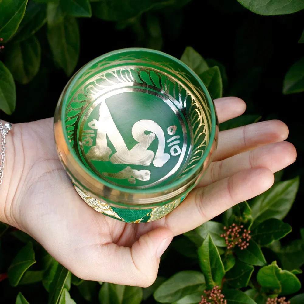 Tibetská spievajúca miska - darčeková sada Farba: Zelená