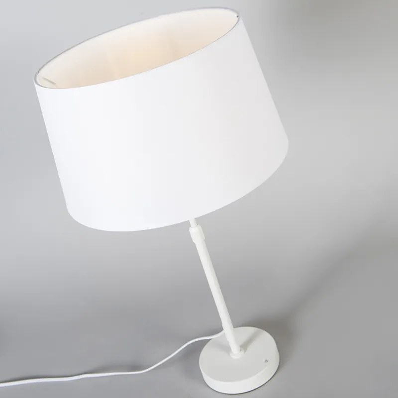 Stolná lampa biela s tienidlom bielym 35 cm nastaviteľná - Parte