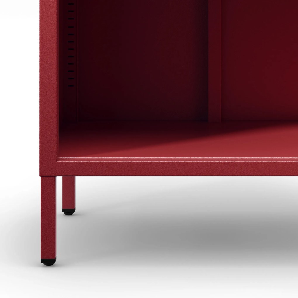 Knižnica do obývačky MARIO, 500 x 1800 x 350 mm, Modern: červená farba