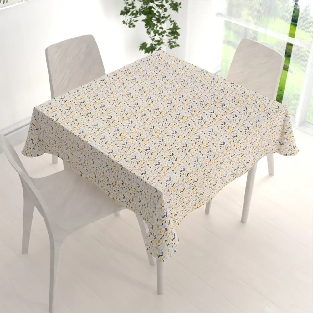 Biante Dekoračný štvorcový obrus Leona LN-045 Žltosivé čiarky na bielom 130x130 cm