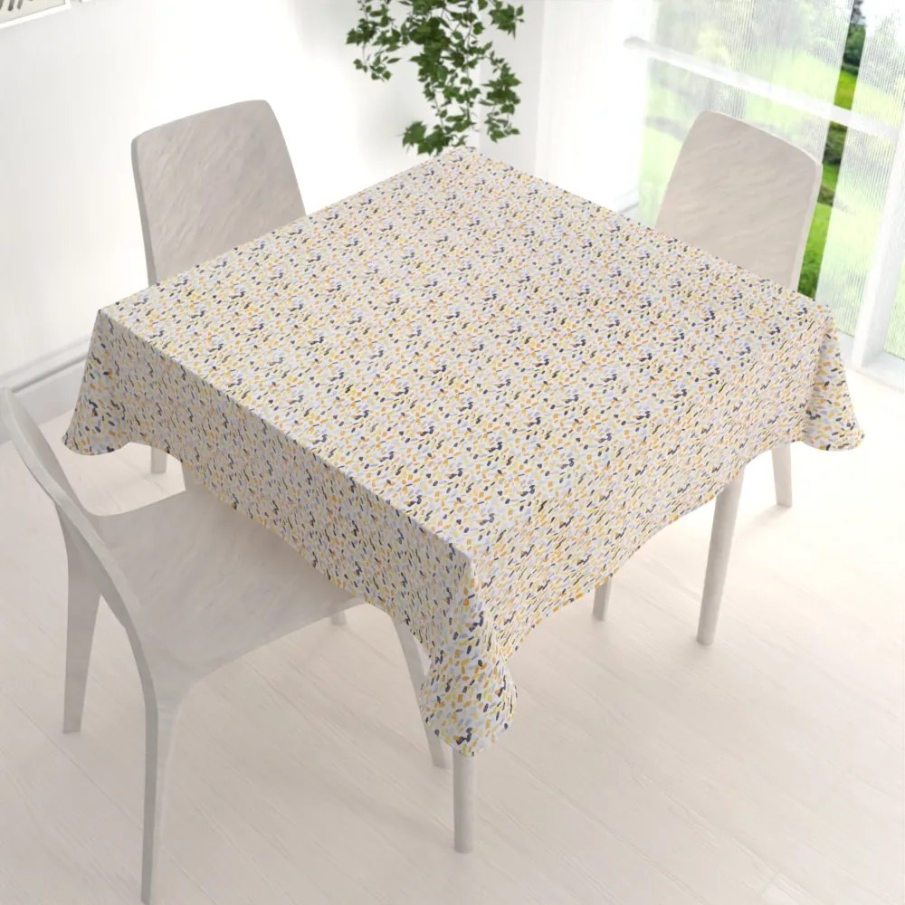 Biante Dekoračný štvorcový obrus Leona LN-045 Žltosivé čiarky na bielom 80x80 cm