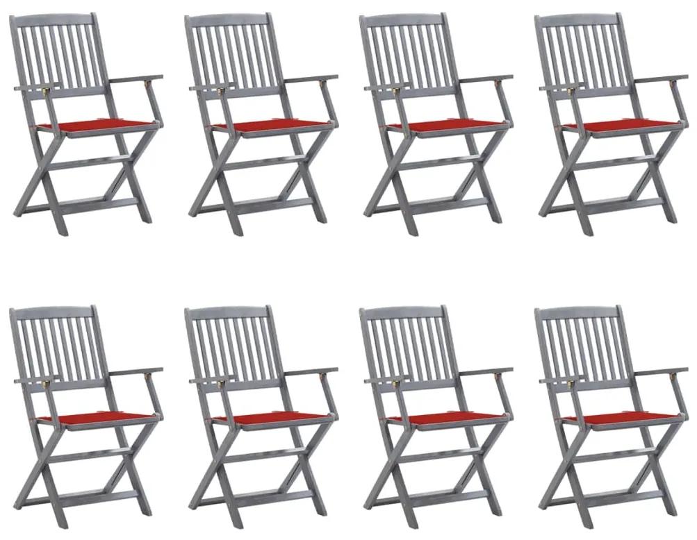 Skladacie vonkajšie stoličky 8 ks s podložkami akáciový masív 3078268