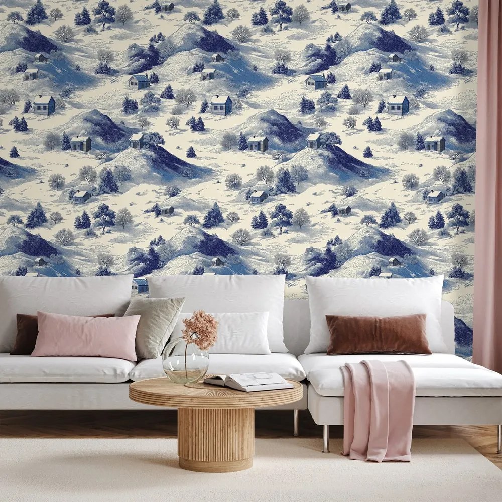 Tapeta zimná krajina s modrými horami