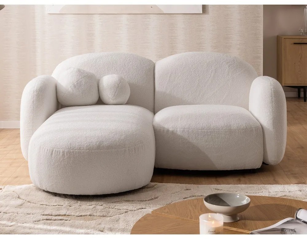 Krémová rohová pohovka z textílie buklé (ľavý roh/s leňoškou) Orbit – Ropez