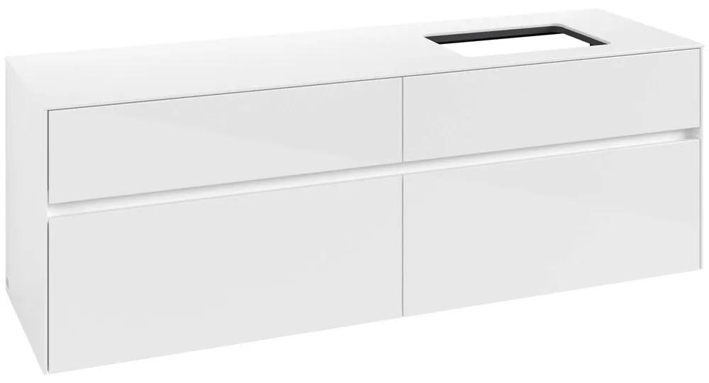 VILLEROY &amp; BOCH Collaro závesná skrinka pod umývadlo na dosku (umývadlo vpravo), 4 zásuvky, 1600 x 500 x 548 mm, Glossy White, C12200DH