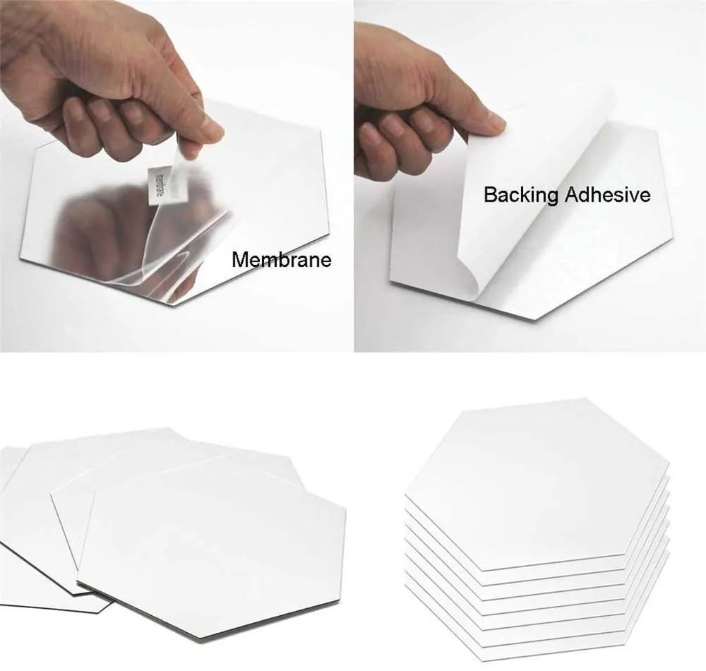Zrkadlové samolepky na stenu 12 ks 20x17 cm Hexagonal – Ambiance