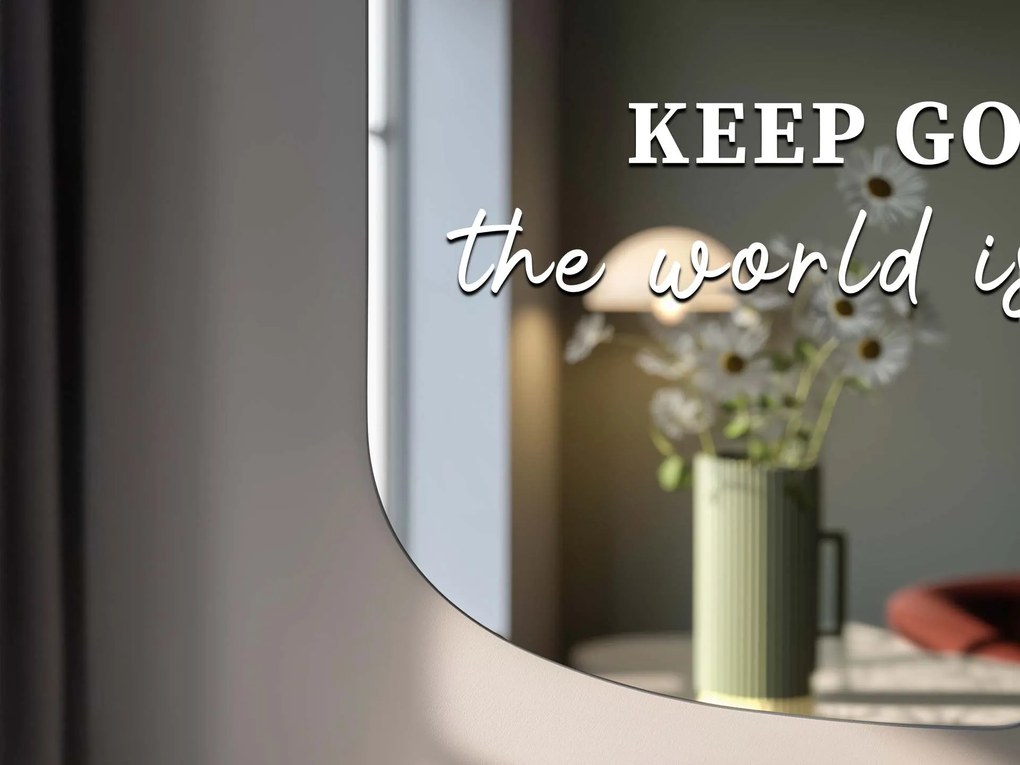 Nálepka na zrkadlo S27 – KEEP GOING, the world is yours.