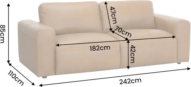 Dizajnová sedačka Maddison 242 cm koňaková koža