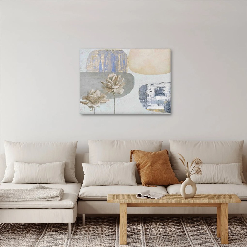 Obraz - Maľba s kvetmi a textúrami (70x50 cm)