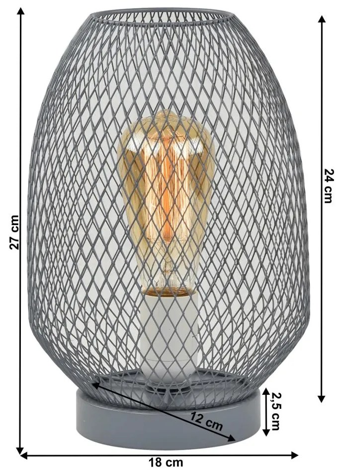 Stolná lampa, kov/sivá, ANLEY