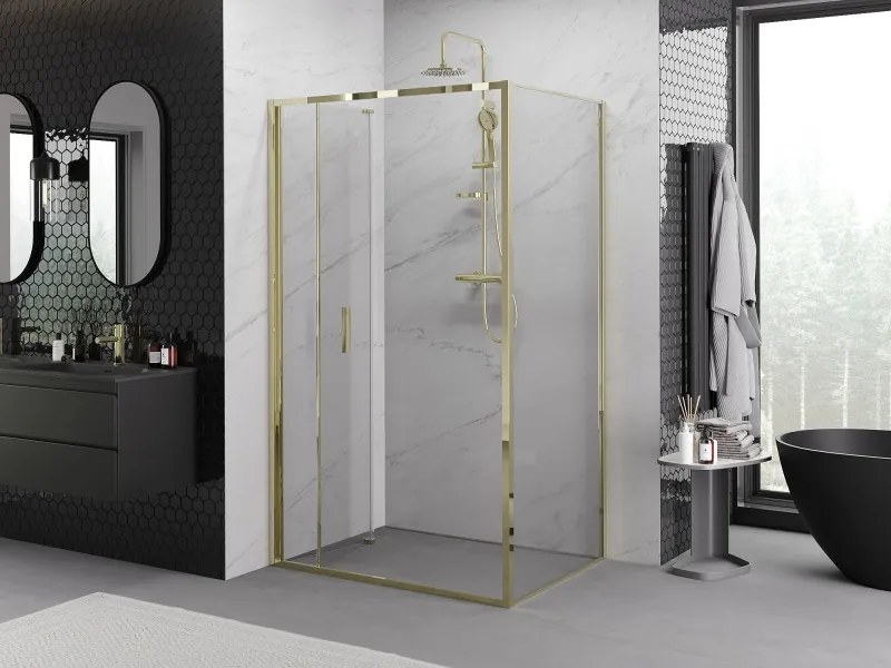 Mexen Exo, skladací sprchový kút 75 x 95 cm, číre sklo, zlatá, 816-075-095-50-00