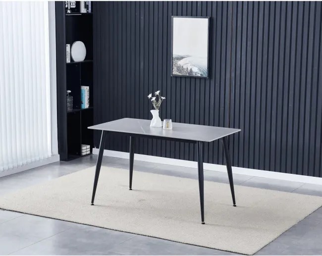 Jedálenský stôl 130x70 cm HT-406M mramor, čierny / sivý