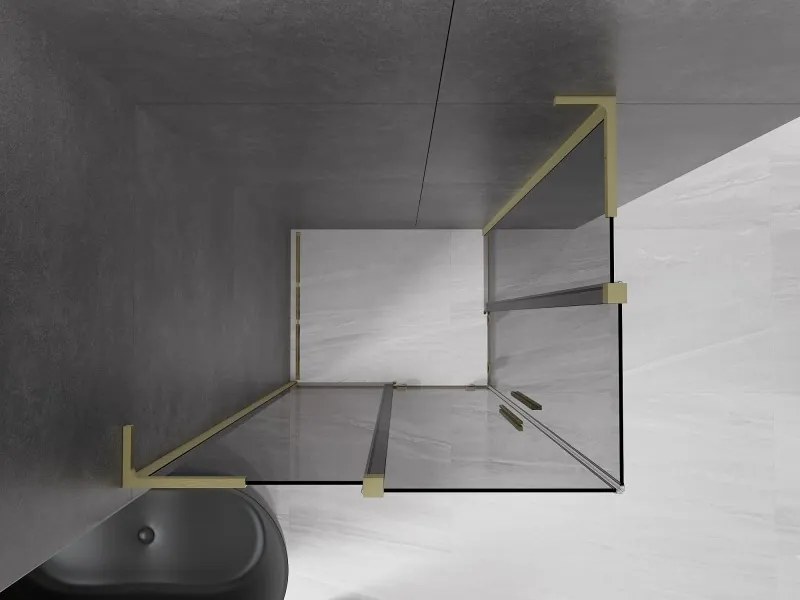 Mexen Velar L Duo, sprchový kút s posuvnými dverami 100 x 90 cm, 8mm šedé sklo, zlatá matná, 871-100-090-02-43-55