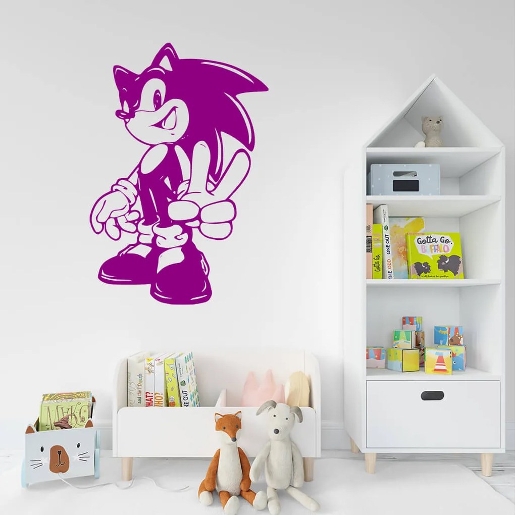 Veselá Stena Samolepka na stenu na stenu Postava Ježko Sonic Farba: černá