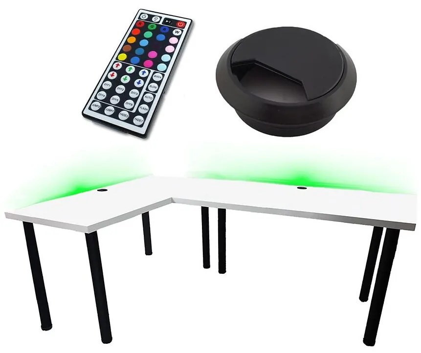 Písací Stôl Roh. Low Biely 202x136x2,8 Model 2