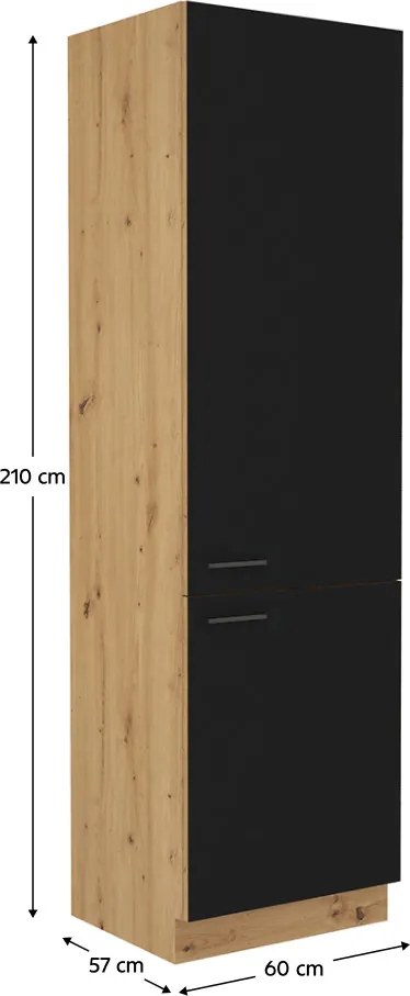 Potravinová kuchynská skrinka Meriel 60 DK 210 2F (čierna + dub artisan). Vlastná spoľahlivá doprava až k Vám domov. 1033992