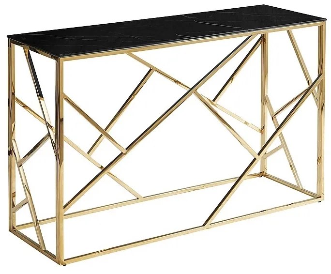 KONZOLA THIA ZLATÁ + ČIERNE SKLO MRAMOR 120 cm