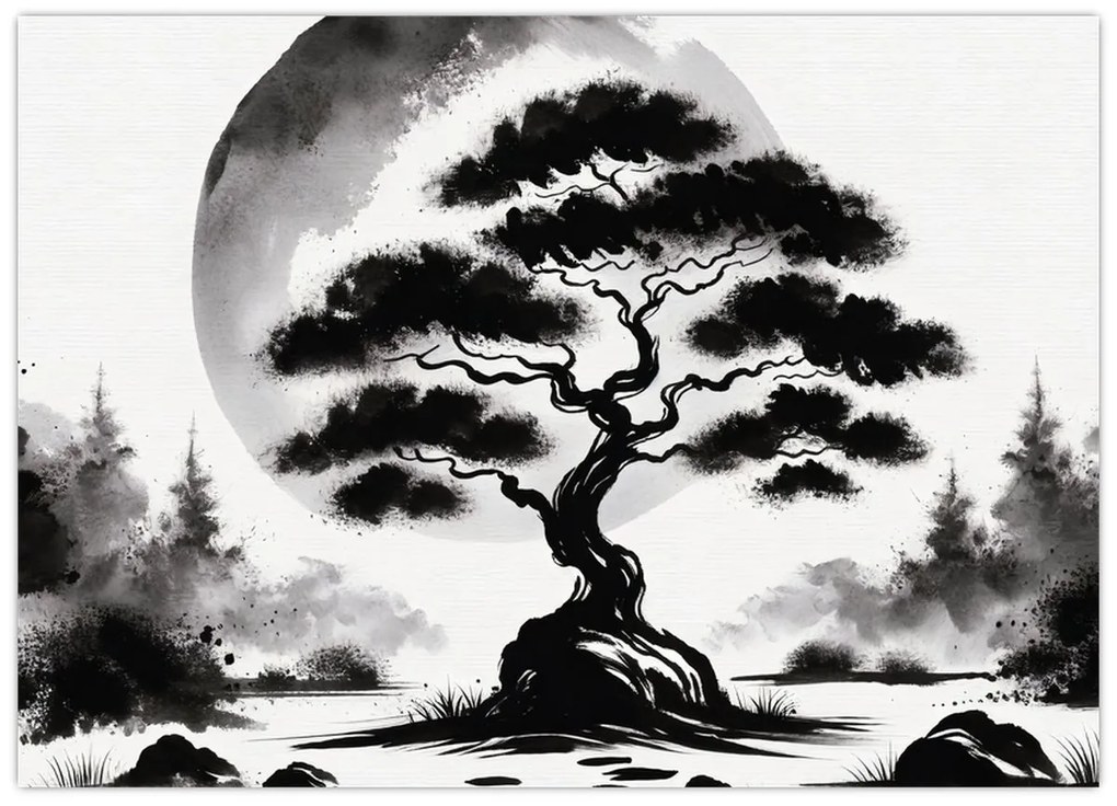 Obraz – Čiernobiela bonsai (70x50 cm)