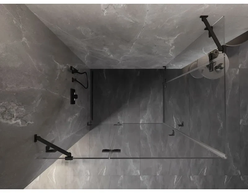Mexen Lunar Duo výklopný sprchový kút 120 x 90 cm, 8mm číre sklo, čierny profil, 834-120L-090P-70-00