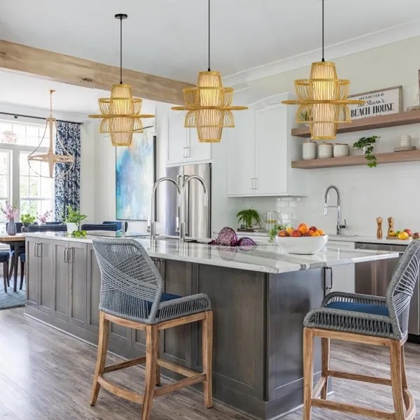 Immax 08254L - Luster na lanku PINCHOS 1xE27/40W/230V pr. 45 cm bambus