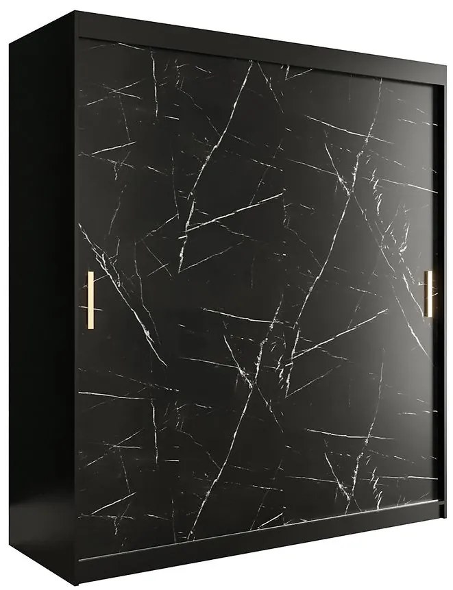 Skriňa Marmur T 180 čierna/mramor čierna
