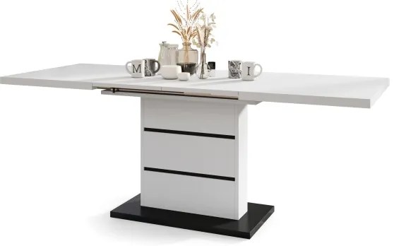 Rozkladací jedálenský stôl PAOLO biela/čierna