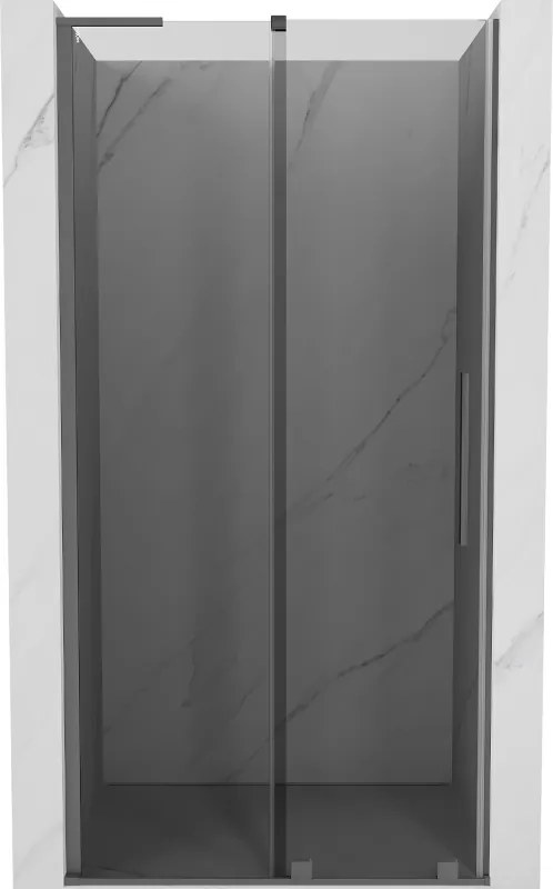 Mexen Velar L, posuvné sprchové dvere do otvoru 110 cm, 8mm šedé sklo, brúsený grafit, 871-110-003-41-95