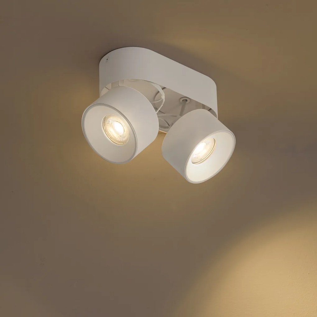 Moderné prisadené bodové svietidlo biele GU10 50mm 2-svetlové naklápacie - Echo