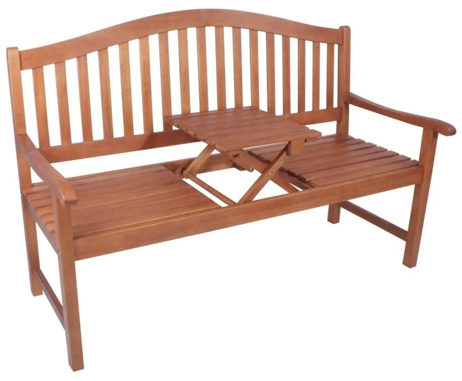 Záhradná lavica s odkladacím stolíkom z eukalyptového dreva Garden Pleasure Phuket