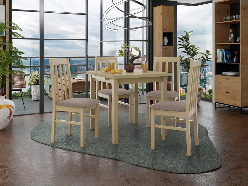 Rozkladací stôl so 4 stoličkami AL14, Morenie: Orech - L, Poťahové látky: 25x - Paros 2