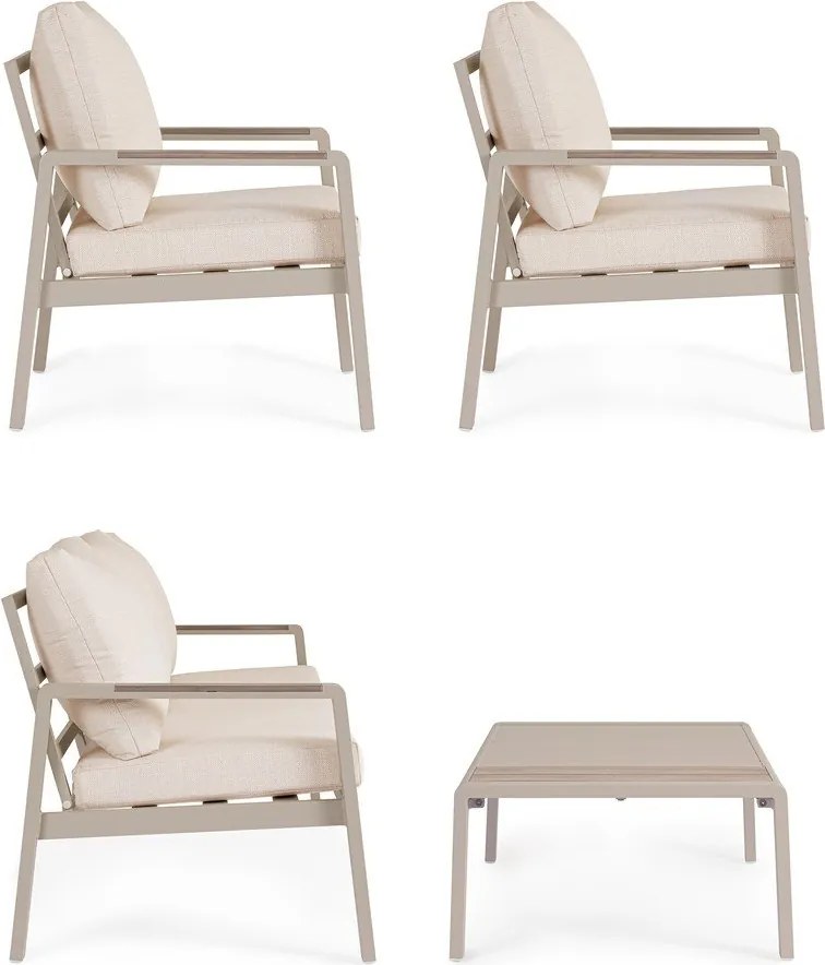 Béžová hliníková záhradná lounge súprava pre 5 Elna – Bizzotto
