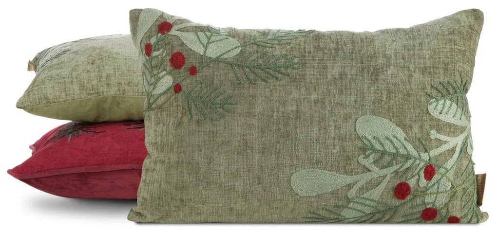 EUROFIRANY VIANOČNÁ DEKORAČNÁ OBLIEČKA NA VANKÚŠ TWIG 30X50 CM ZELENÁ