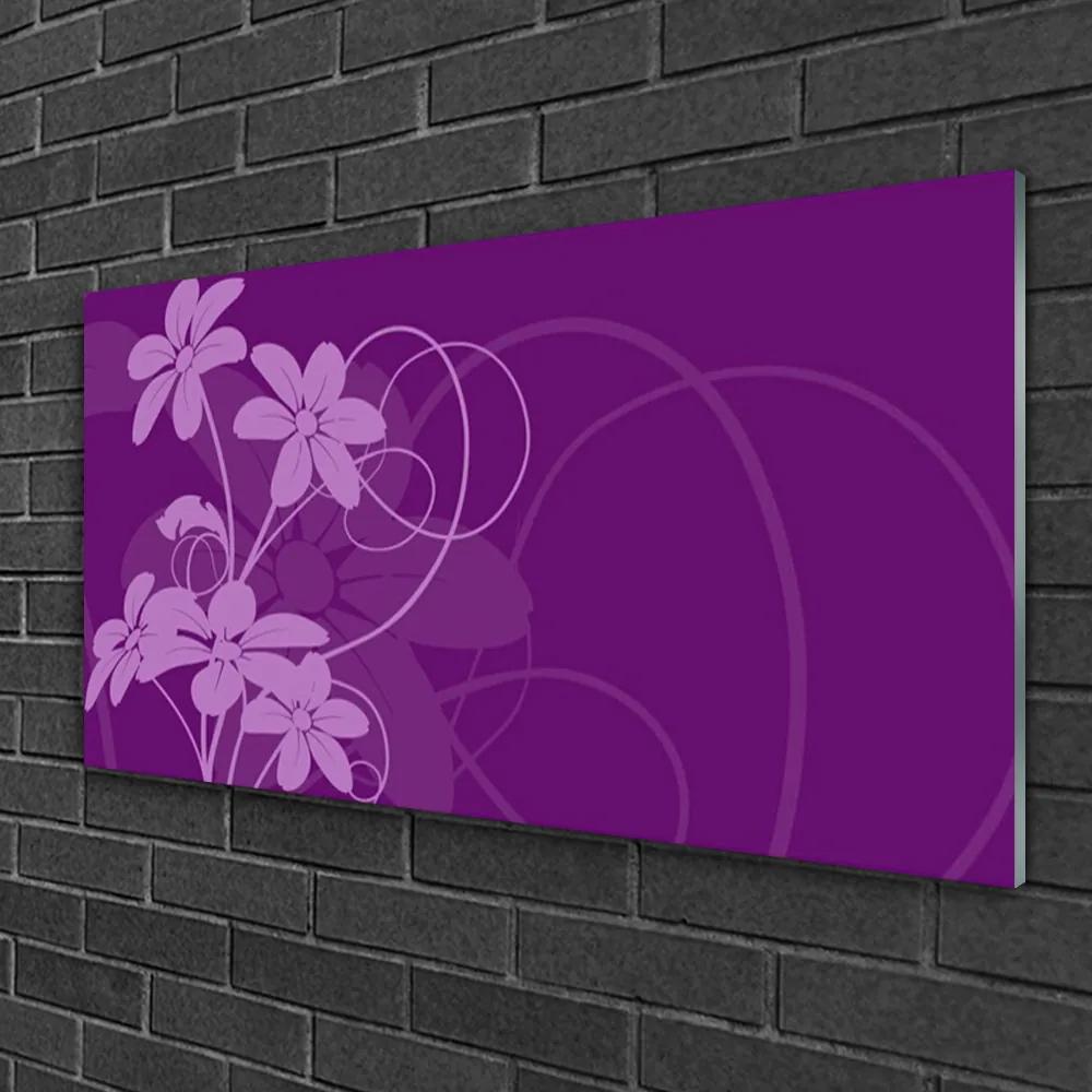 Skleneny obraz Abstrakcja kvety art 125x50 cm