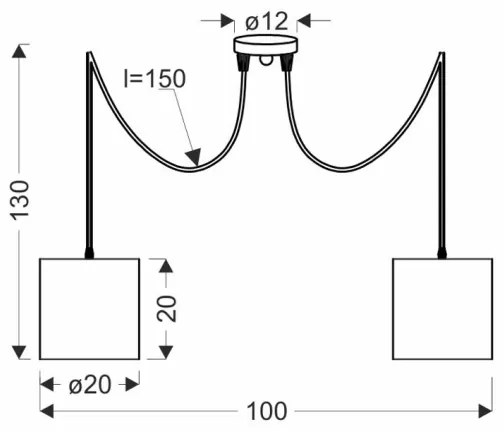 Luster na lanku CANDIDA 2xE27/40W/230V pavúk čierna/medená