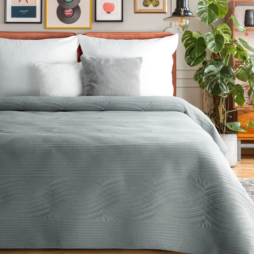 PREHOZ NA POSTEĽ VELVET2 170X210 CM STRIEBORNÝ