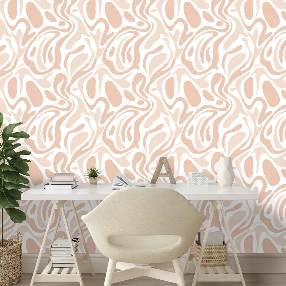 Samolepiaca fototapeta organické béžové vlny