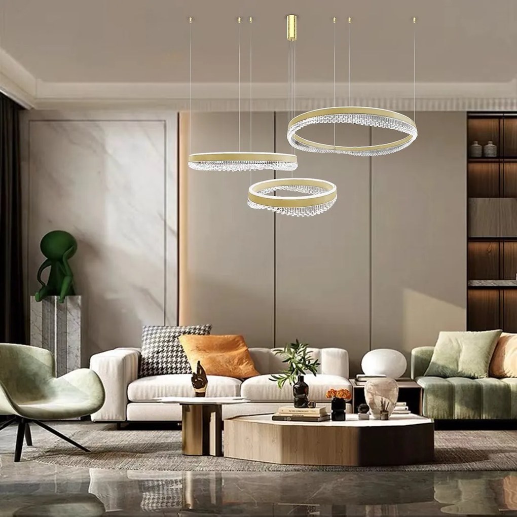 Závesné LED svietidlo Preciosa, 3x LED 158w, 4000k, g
